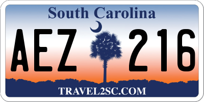 SC license plate AEZ216