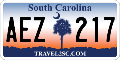 SC license plate AEZ217