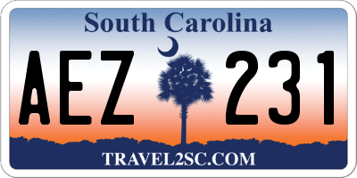SC license plate AEZ231