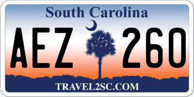 SC license plate AEZ260