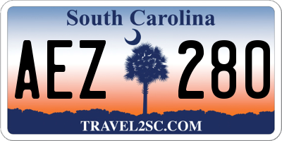 SC license plate AEZ280