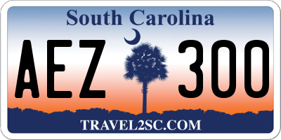 SC license plate AEZ300
