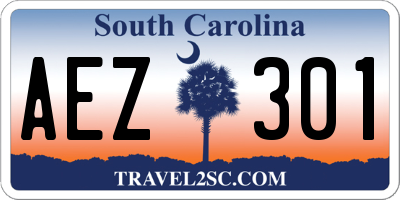 SC license plate AEZ301