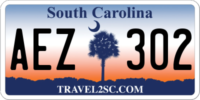 SC license plate AEZ302