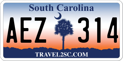 SC license plate AEZ314