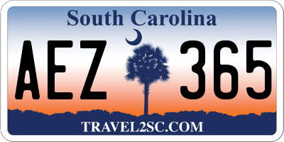 SC license plate AEZ365