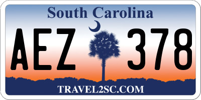 SC license plate AEZ378