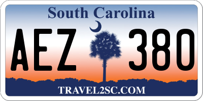 SC license plate AEZ380