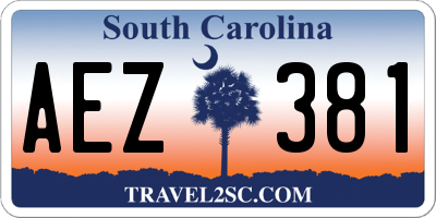 SC license plate AEZ381