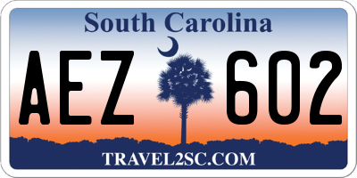 SC license plate AEZ602