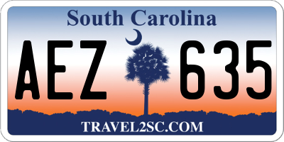 SC license plate AEZ635