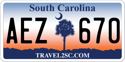SC license plate AEZ670
