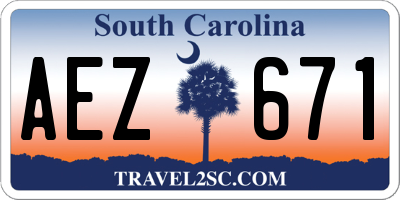 SC license plate AEZ671