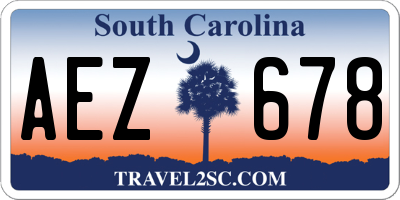 SC license plate AEZ678