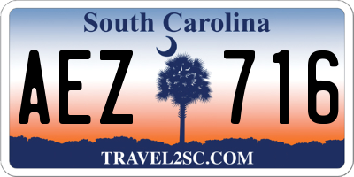 SC license plate AEZ716