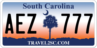 SC license plate AEZ777