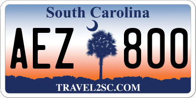 SC license plate AEZ800