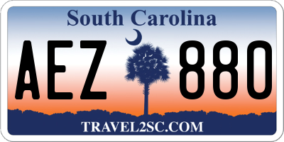 SC license plate AEZ880