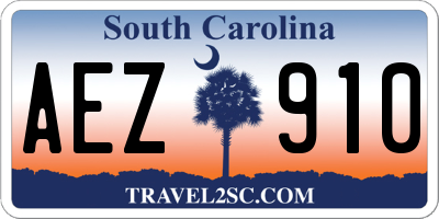 SC license plate AEZ910