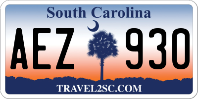 SC license plate AEZ930