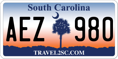 SC license plate AEZ980