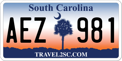 SC license plate AEZ981
