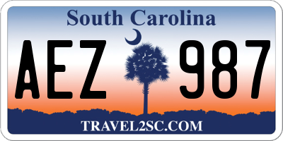 SC license plate AEZ987