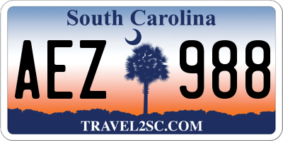 SC license plate AEZ988