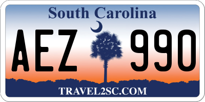 SC license plate AEZ990