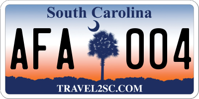 SC license plate AFA004