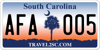 SC license plate AFA005
