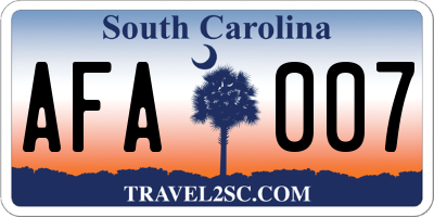 SC license plate AFA007