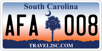 SC license plate AFA008