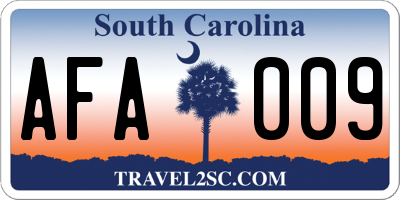 SC license plate AFA009