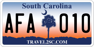 SC license plate AFA010