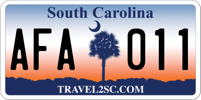 SC license plate AFA011