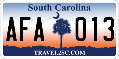 SC license plate AFA013