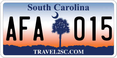 SC license plate AFA015