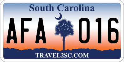SC license plate AFA016