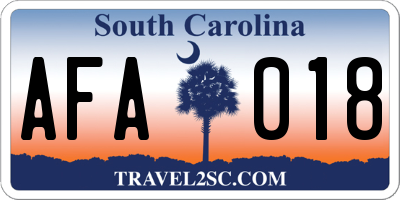 SC license plate AFA018