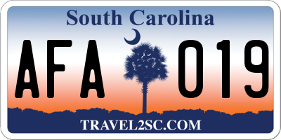 SC license plate AFA019