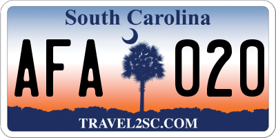 SC license plate AFA020