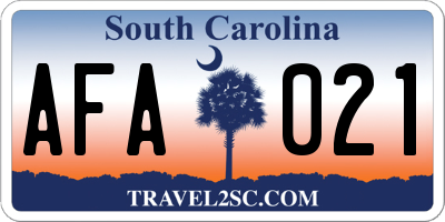 SC license plate AFA021