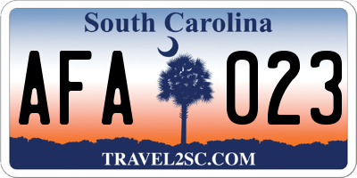SC license plate AFA023