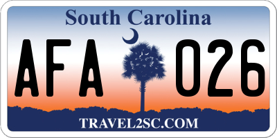 SC license plate AFA026