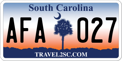 SC license plate AFA027