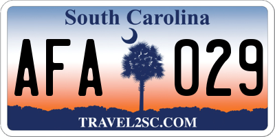 SC license plate AFA029