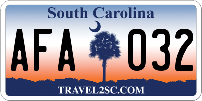 SC license plate AFA032