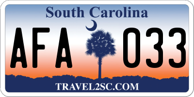 SC license plate AFA033