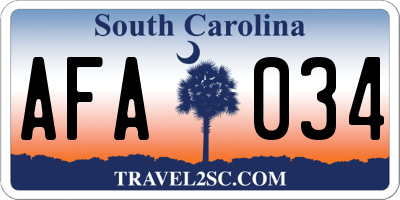 SC license plate AFA034